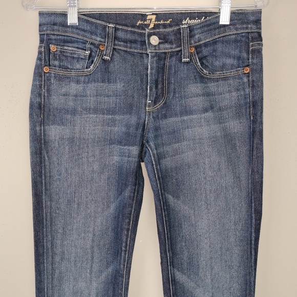7 For All Mankind Straight Leg Low Rise Dark Wash Sz. 26 EUC - Picture 3 of 16